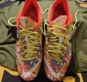 Nike Multicolor Graffiti Athletic Sneakers with Neon Yellow Laces